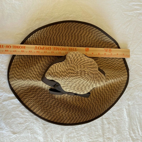Floppy 100% Paper Straw Hat Obagj Medical Beach Brown Tan Tweed Pattern One SZ - Picture 8 of 8